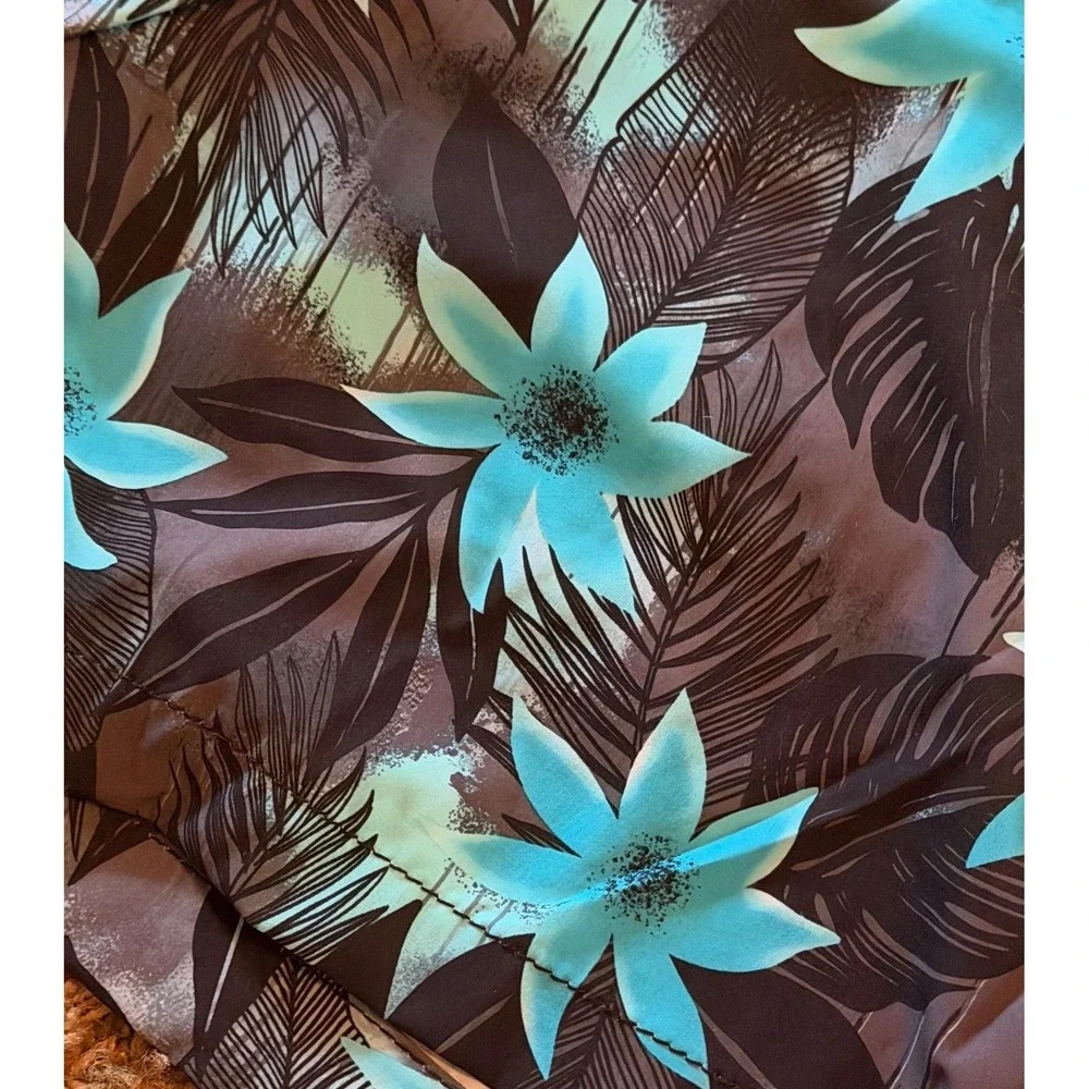 Kanu Surf Men's Tropical Floral Swim Trunks‎ Shorts 4X Blue Brown